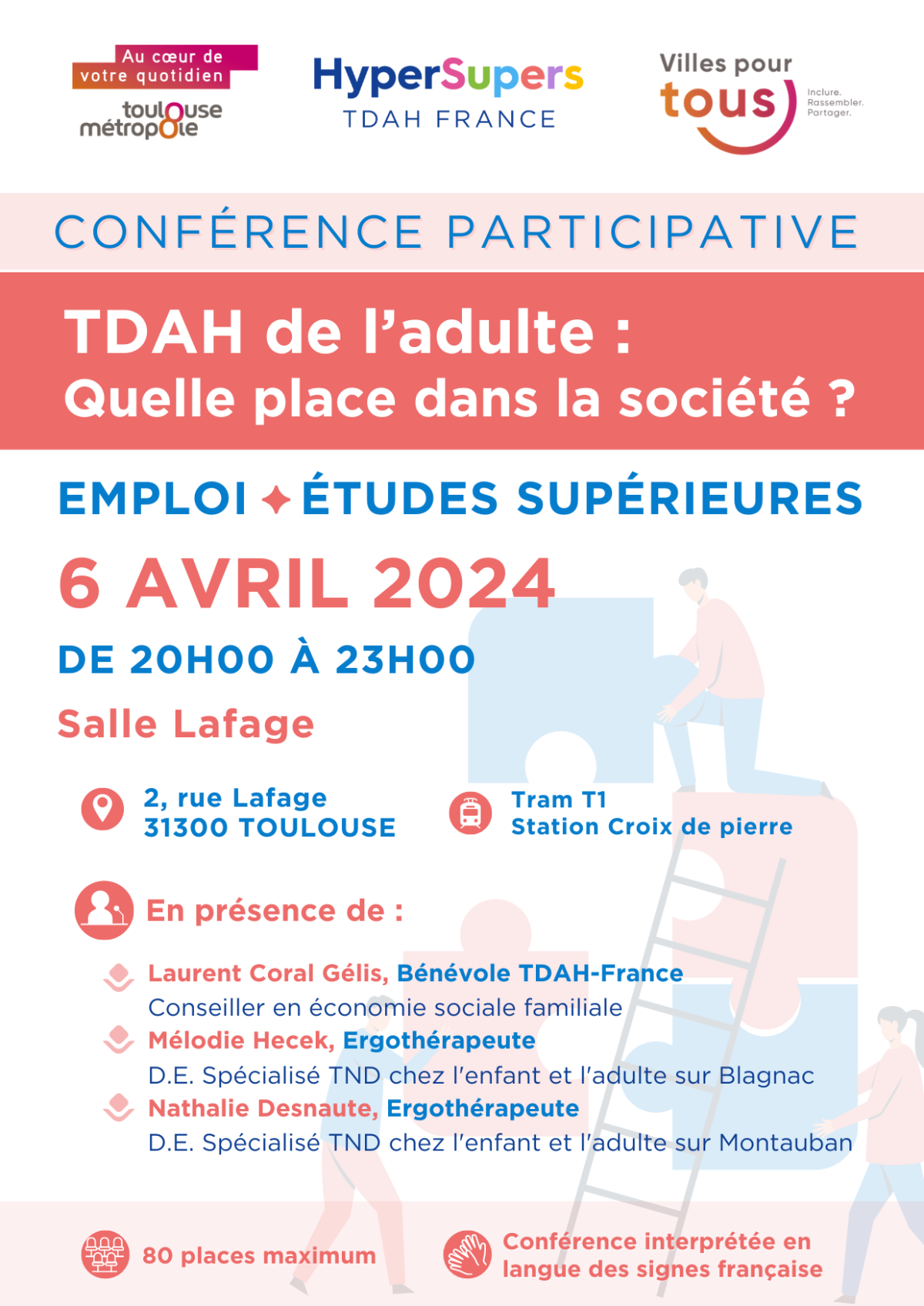 31 Toulouse Samedi 6 avril 2024 Conférence participative « TDAH adulte Quelle place dans